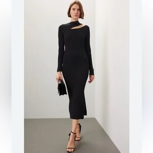 Eudon Choi Shoulder Cut Out Ribbed Knit MIDI Dress XL